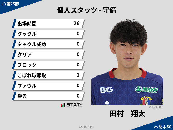 守備スタッツ - 田村　翔太