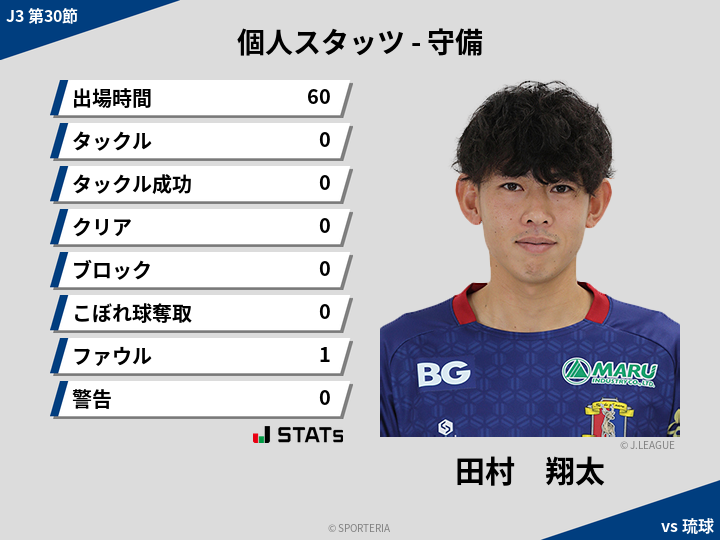 守備スタッツ - 田村　翔太